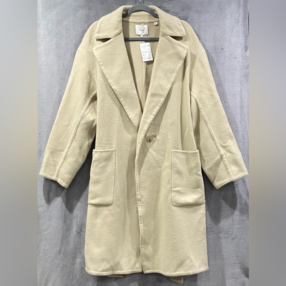 VINCE Patch Pocket Belted‎ Wool Blend Car Coat Women’s Size Large NWT